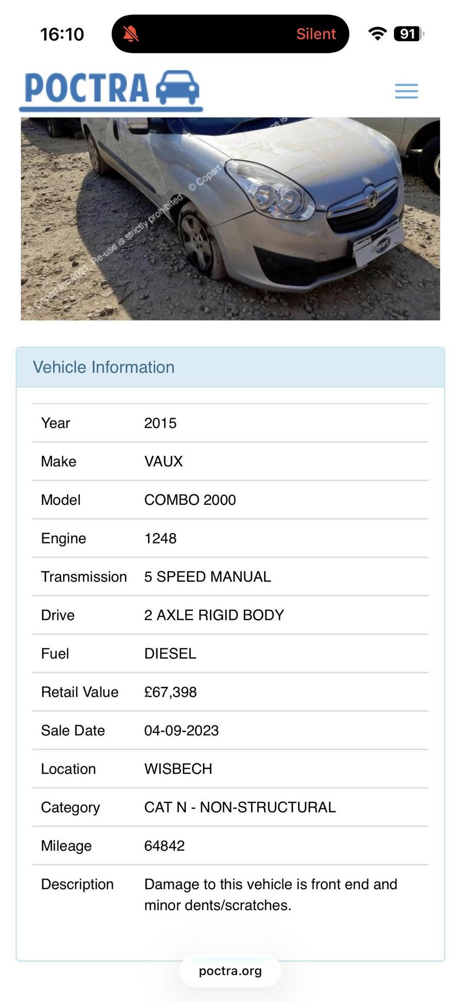 2015 Vauxhall Combo – Model: Combo 2000 L1H1 CDTi Sportive – FG65NTF